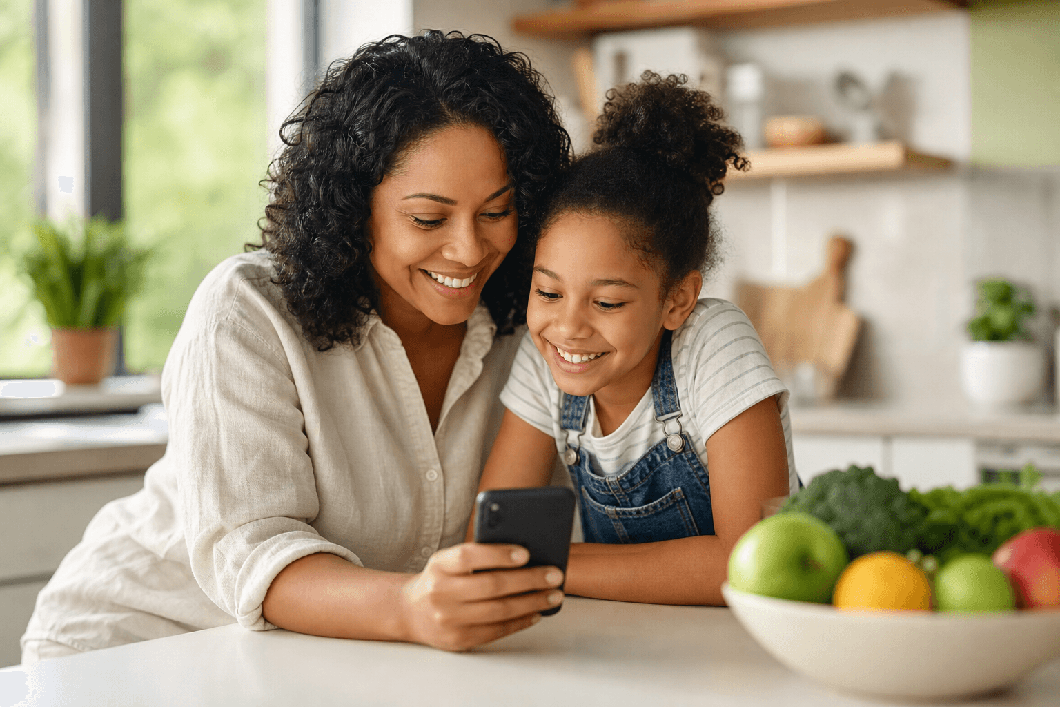 A parent and child supporting a school fundraiser